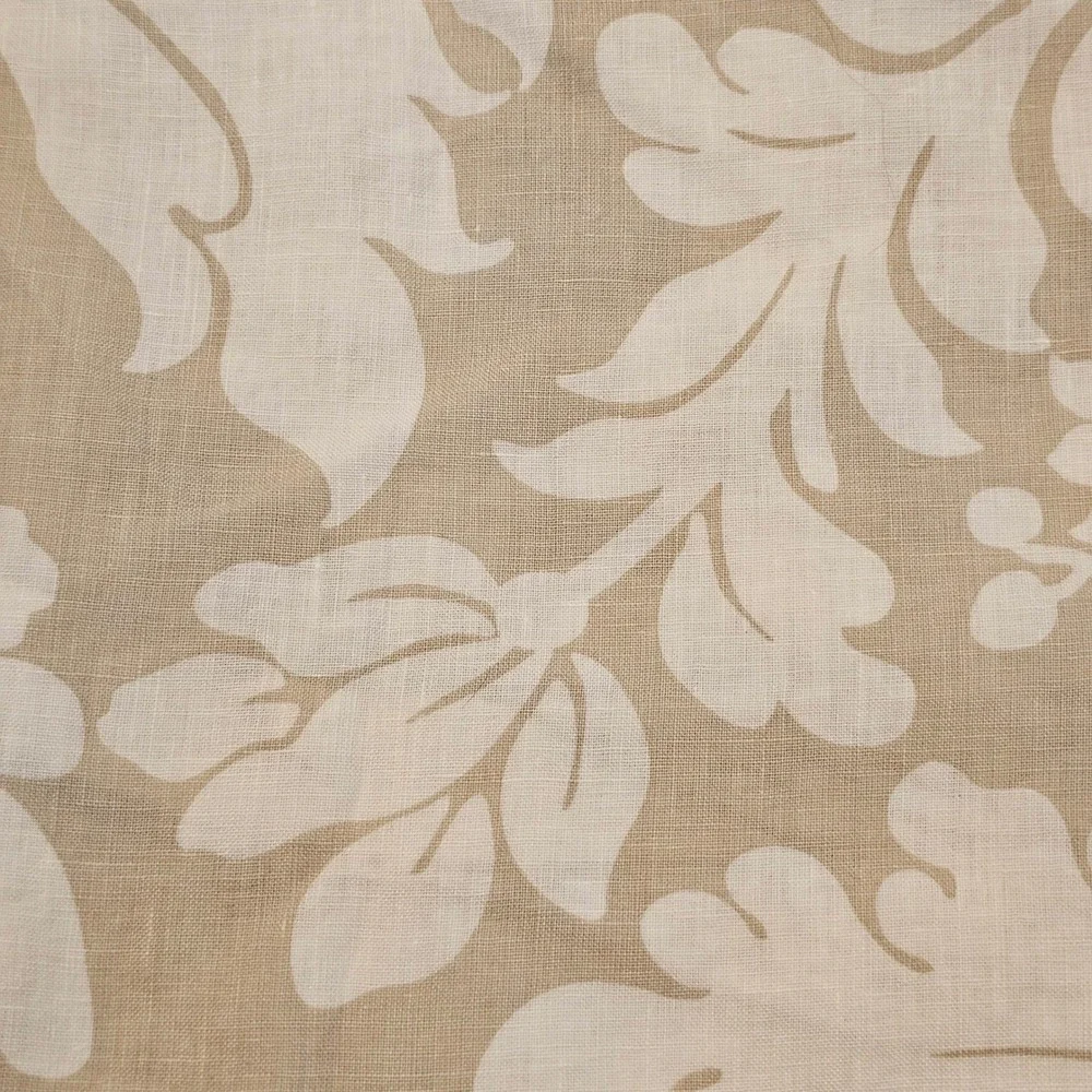 Pottery Barn Tan Cream Damask Floral 100% Linen Standard Pillow Sham 31x24